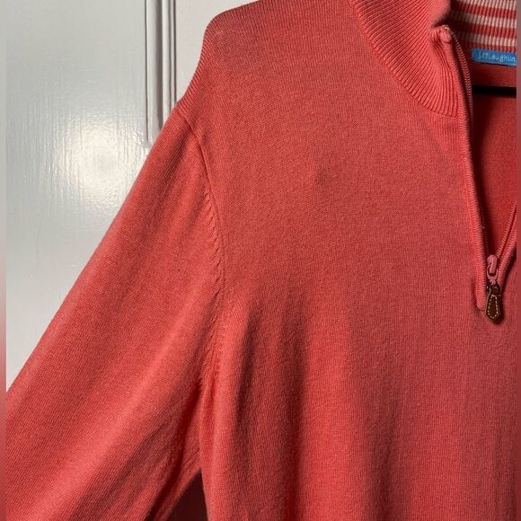 J. McLaughlin Quarter Zip Mock Neck Knit Sweater in Coral Pink Sz Medium - Picture 4 of 8